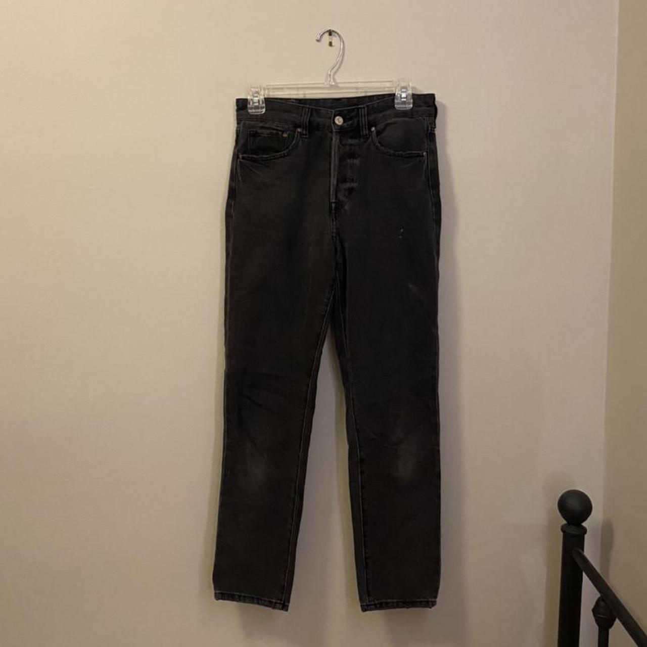 High waisted, straight leg black denim jeans — size... - Depop