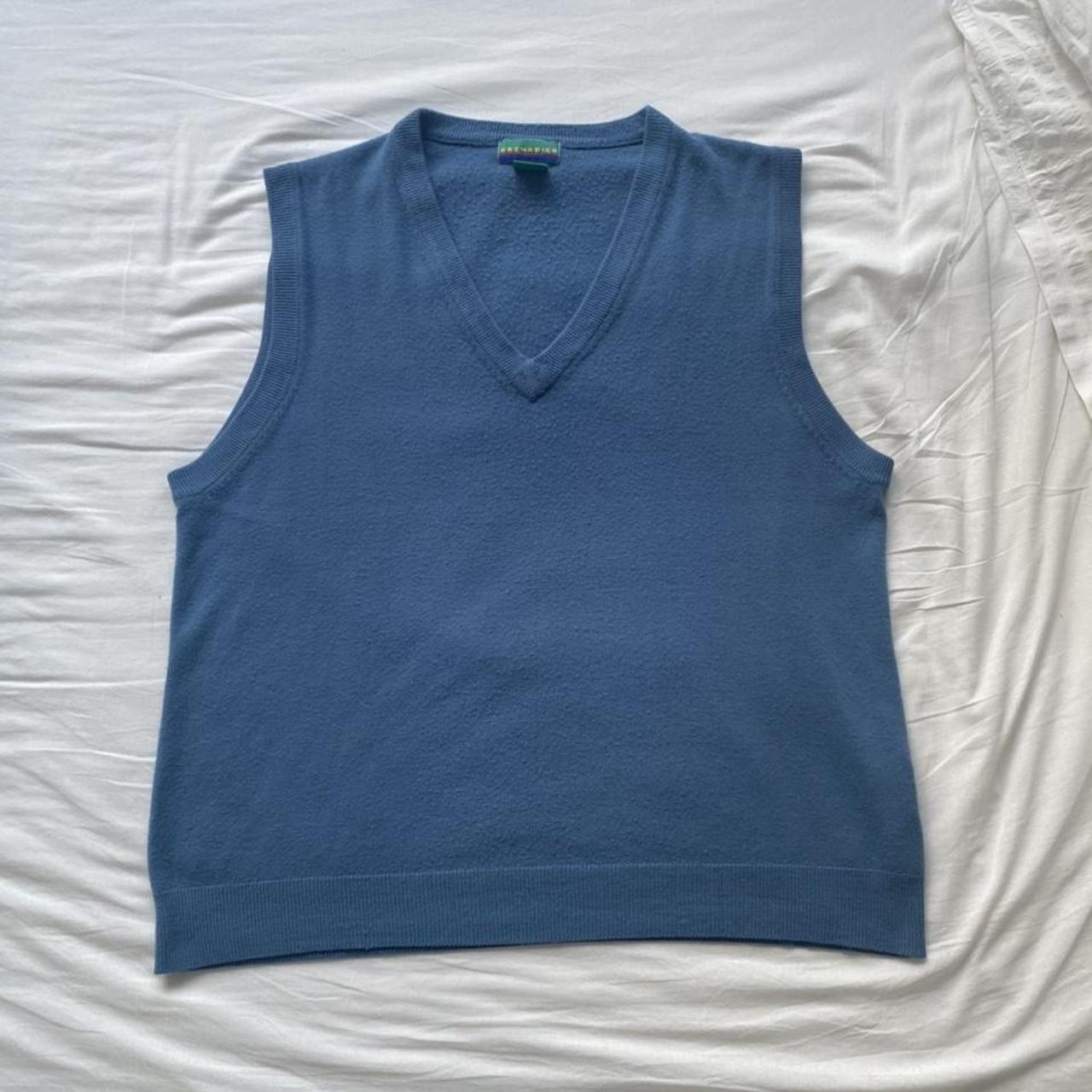 Light blue 100% acrylic sweater vest XL Soft... - Depop