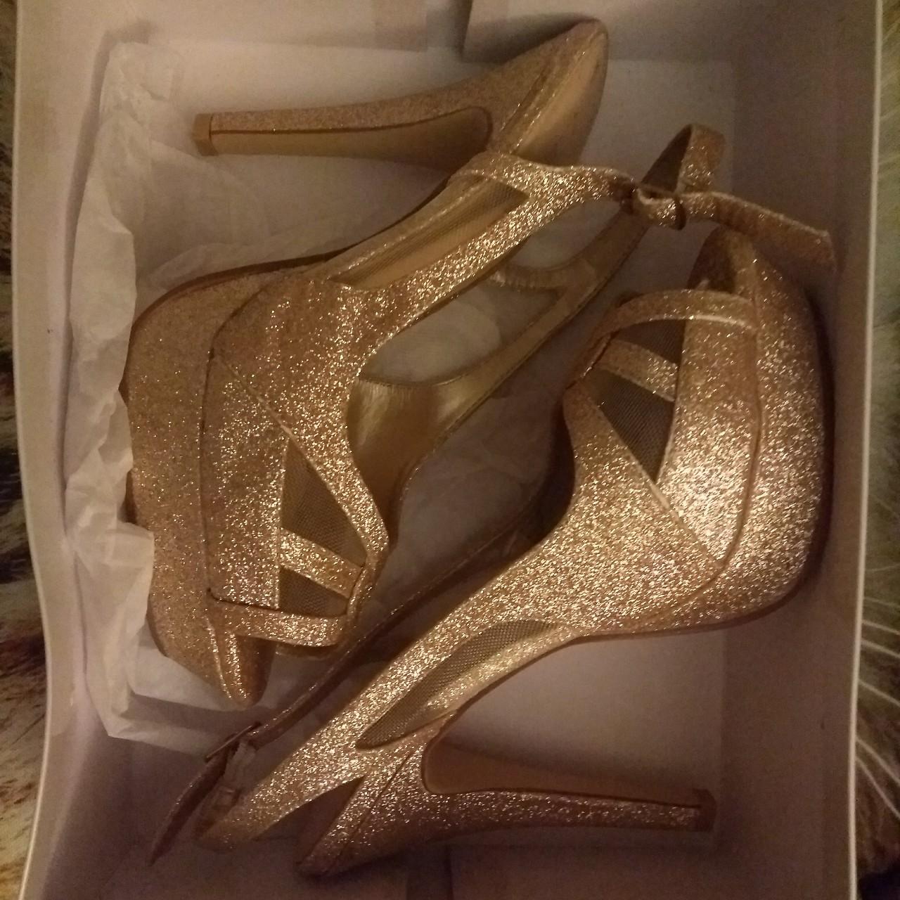 Gold sparkly Miss KG Kurt Geiger high heels shoes... - Depop