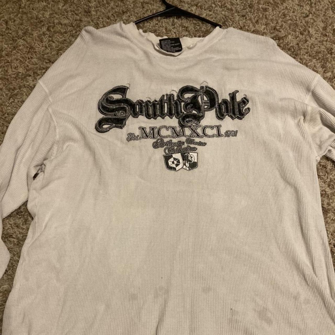 White Southpole Long Sleeve Size:Large Holes all... - Depop