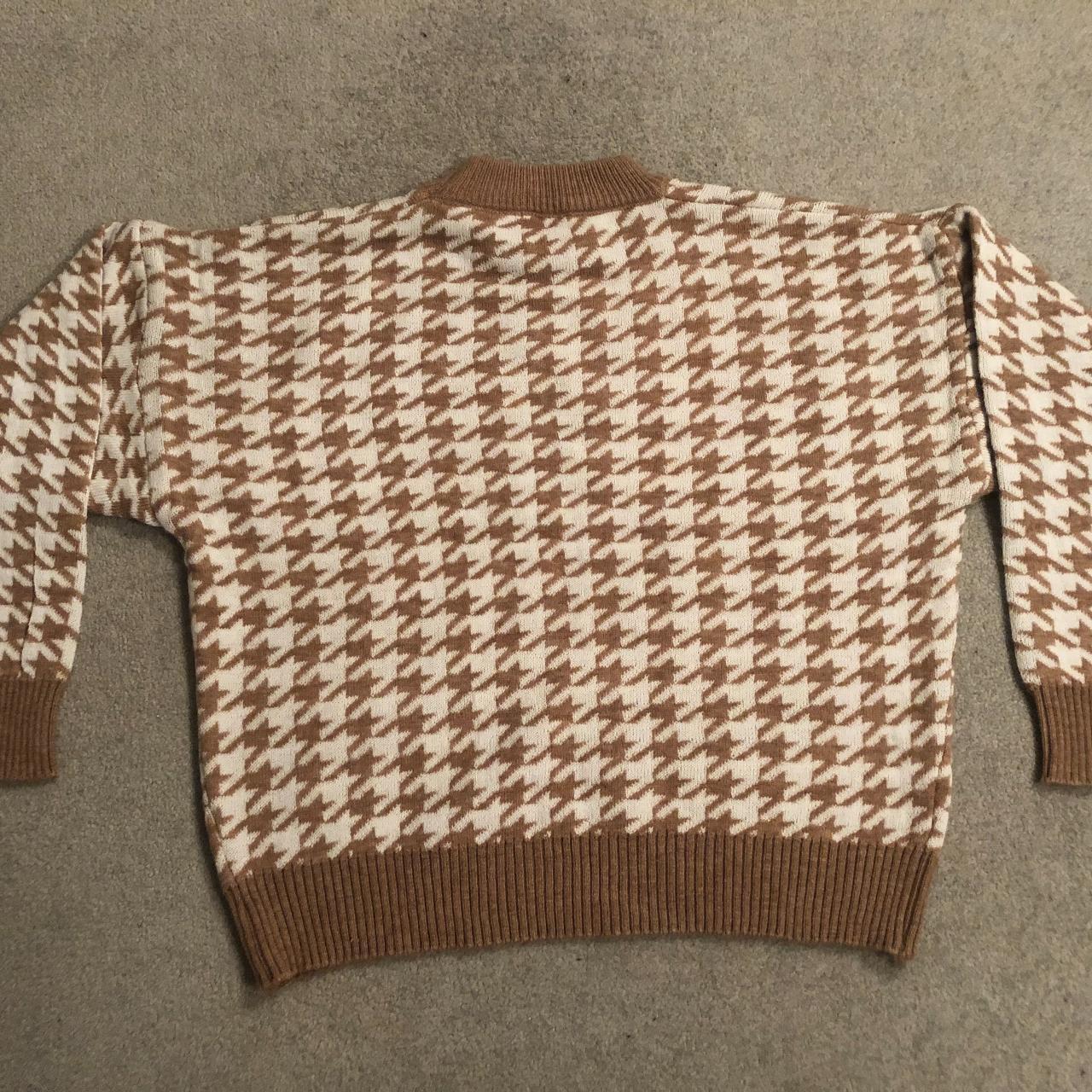 Geometric Khaki Knitted Oversized Sweater, Y2K... - Depop