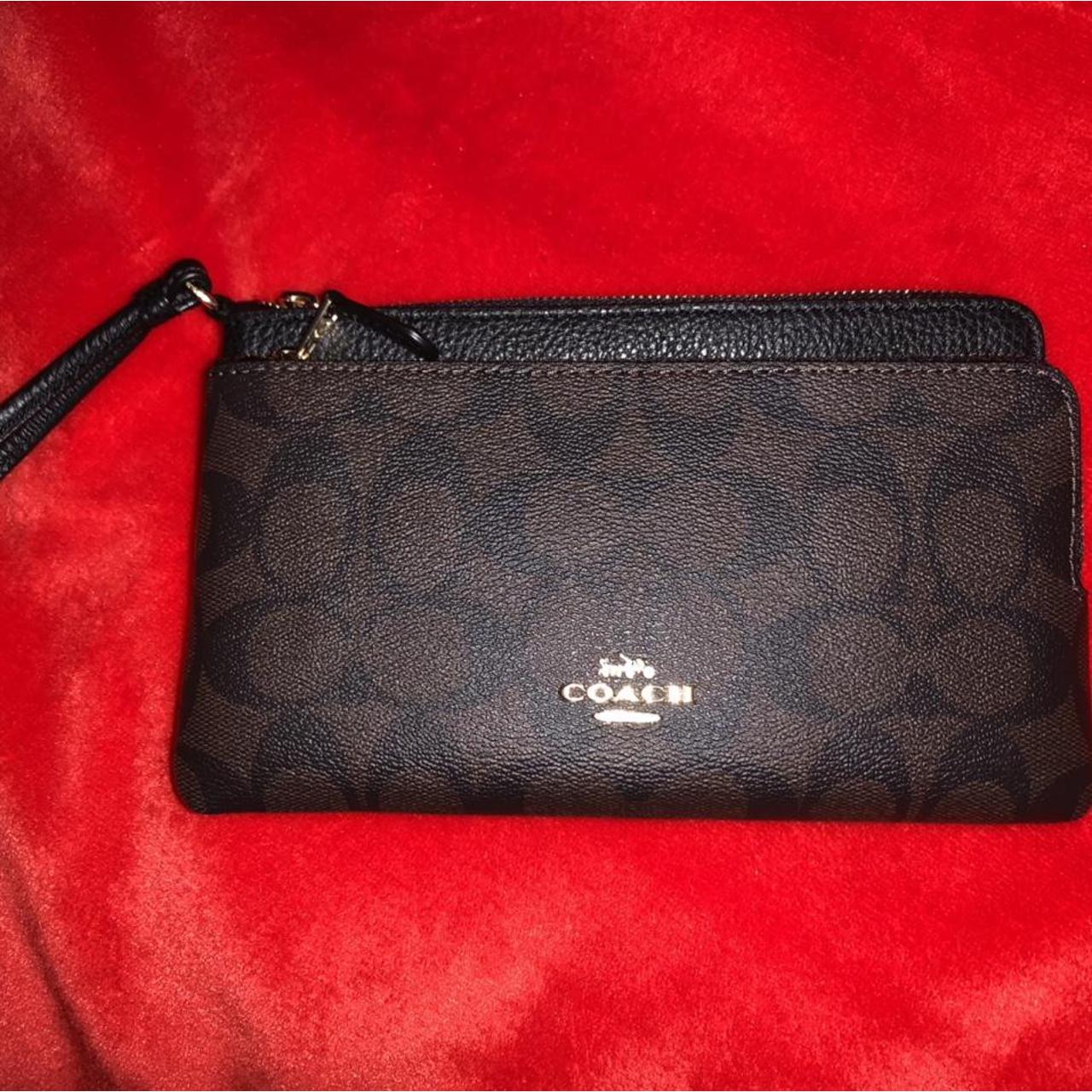 coach double zip wallet in signature canvas