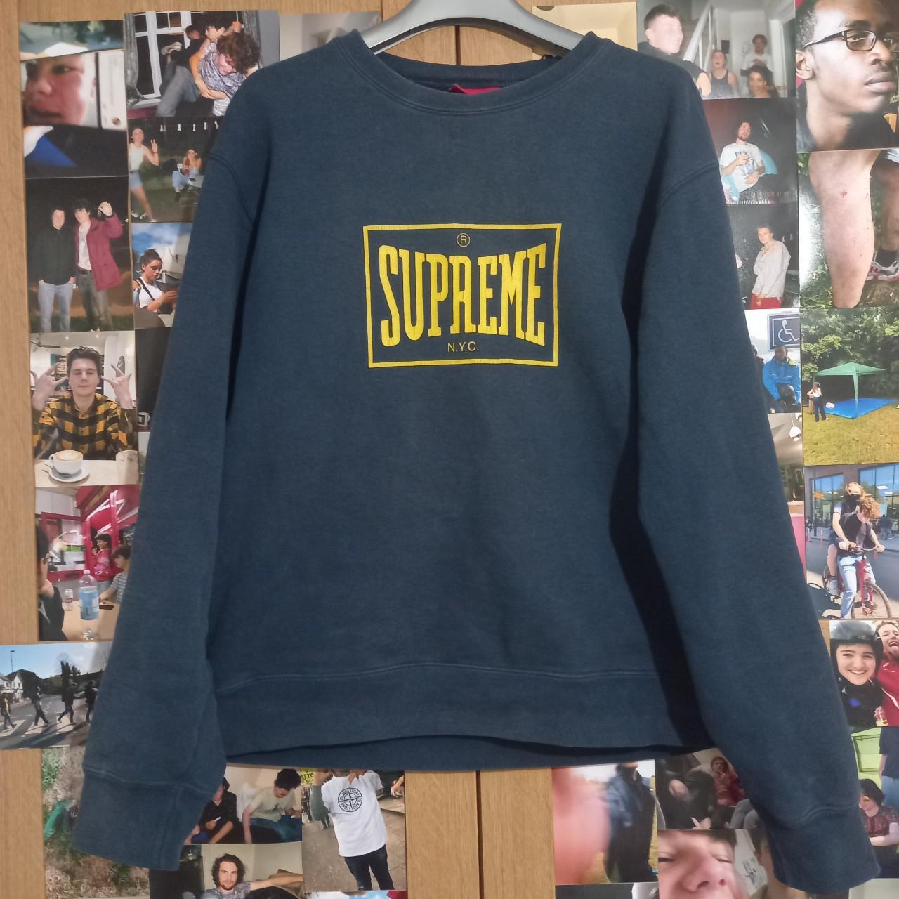 supreme Warm Up Crewneck  navy  S