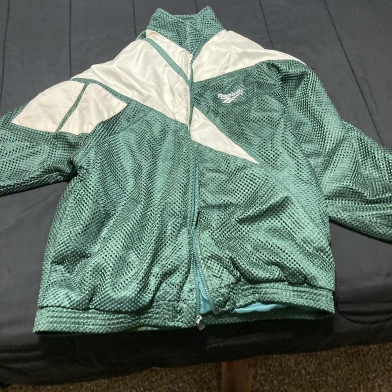 90s-00s green Reebok Track Jacket/Windbreaker, Size:...