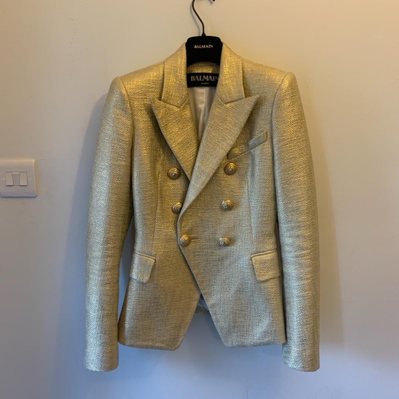 Balmain Gold Double-Breasted Blazer Made from Depop