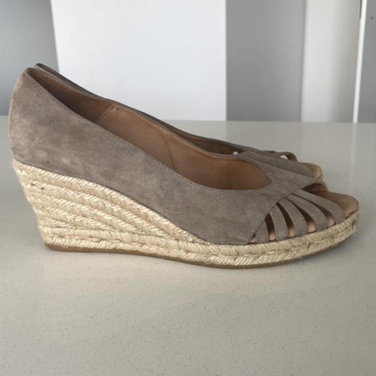 Blue Illusion Tan Espadrilles Sandals Blue Illusion Wedges, Made In