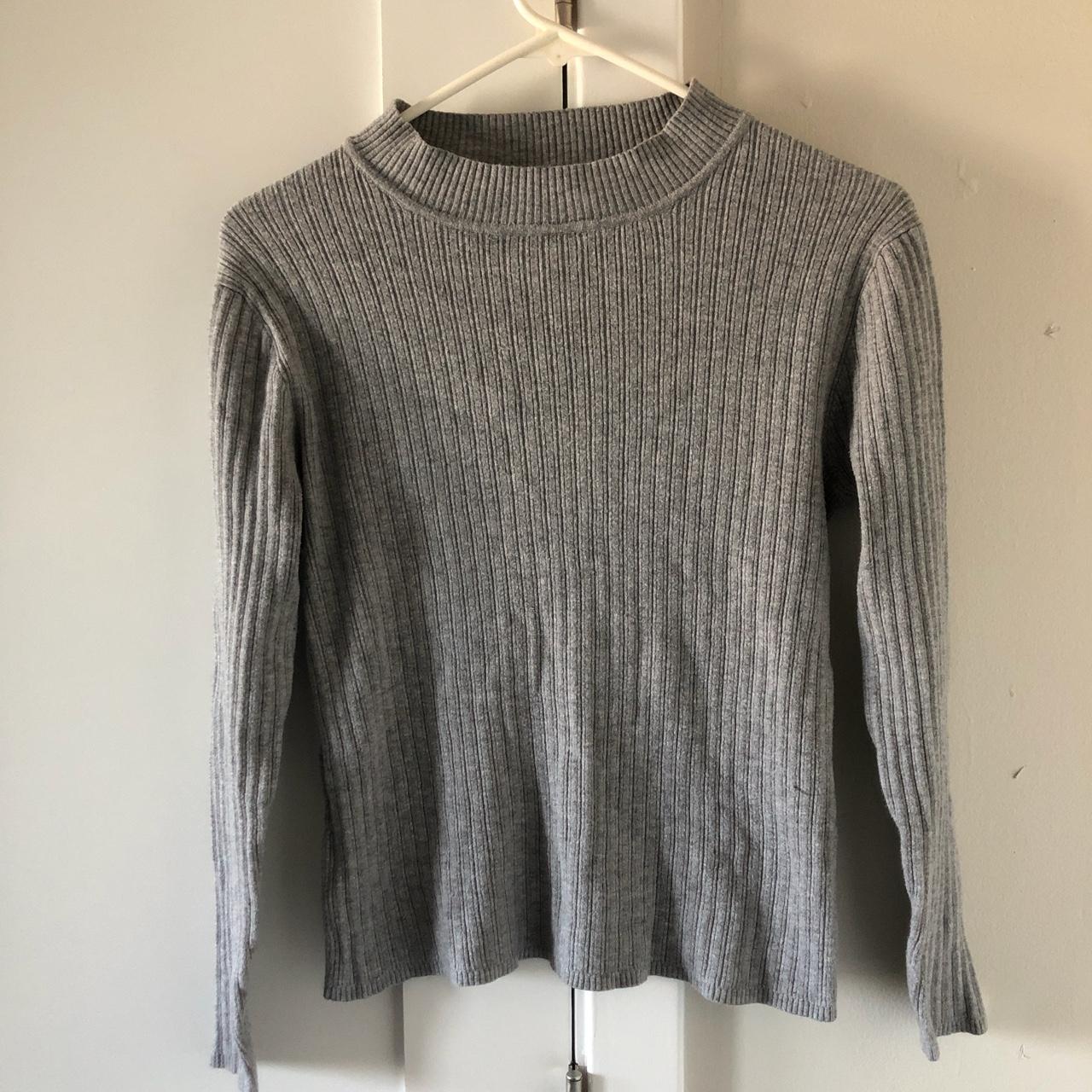 Gray ribbed mock neck sweater from Primark, size XL. - Depop