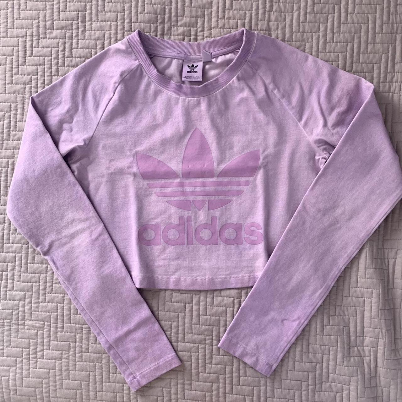 Adidas Purple Long Sleeve Crop Top Good Quality - Depop