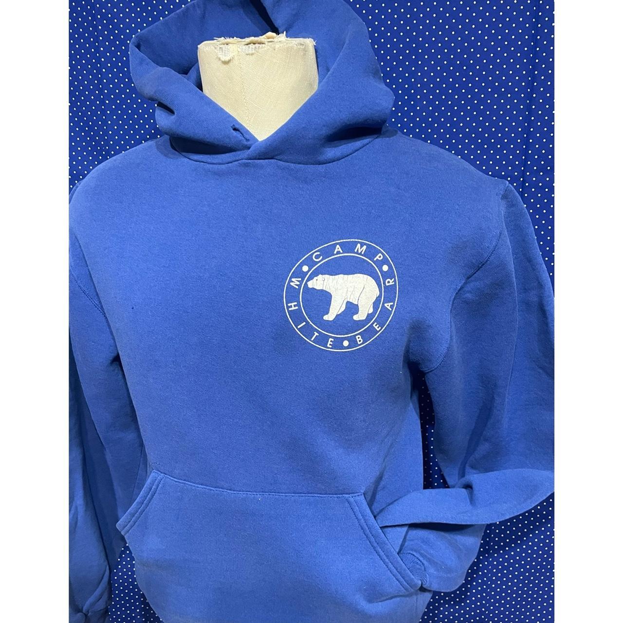 Russell Athletic Men's Blue and White Hoodie | Depop