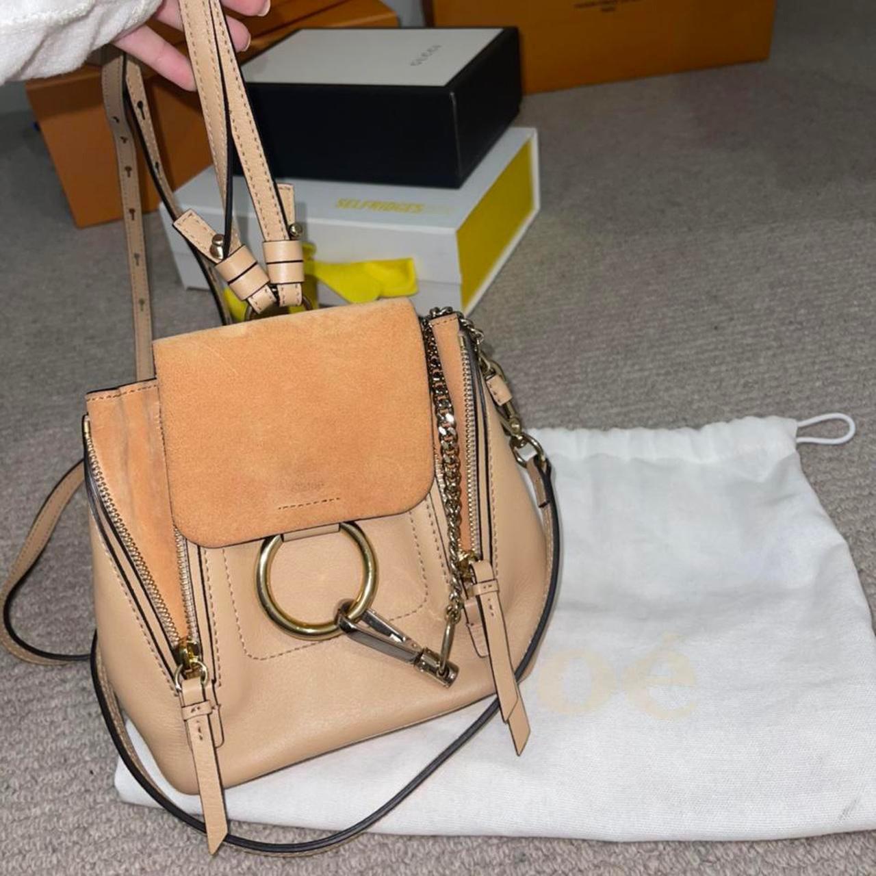 Mini faye leather clearance & suede backpack chloé