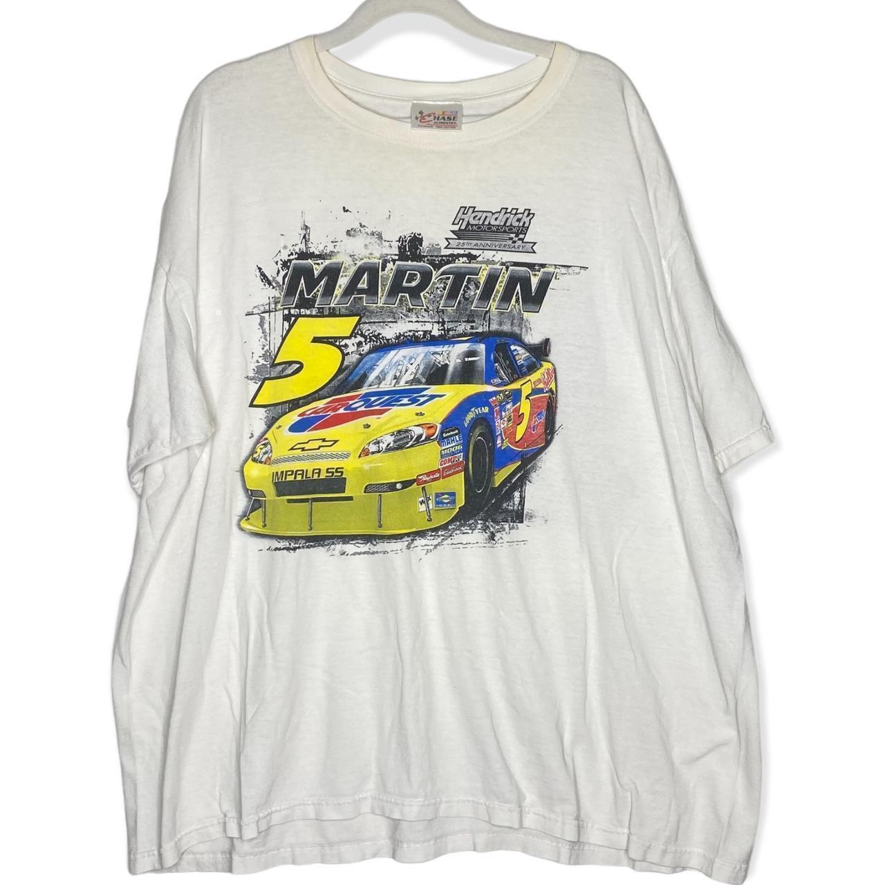 2009 y2k NASCAR Racing Martin 5 white double-sided... - Depop