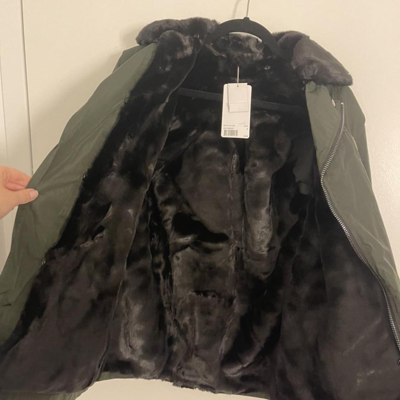 Zadig & Voltaire Women's Green and Black Coat Depop