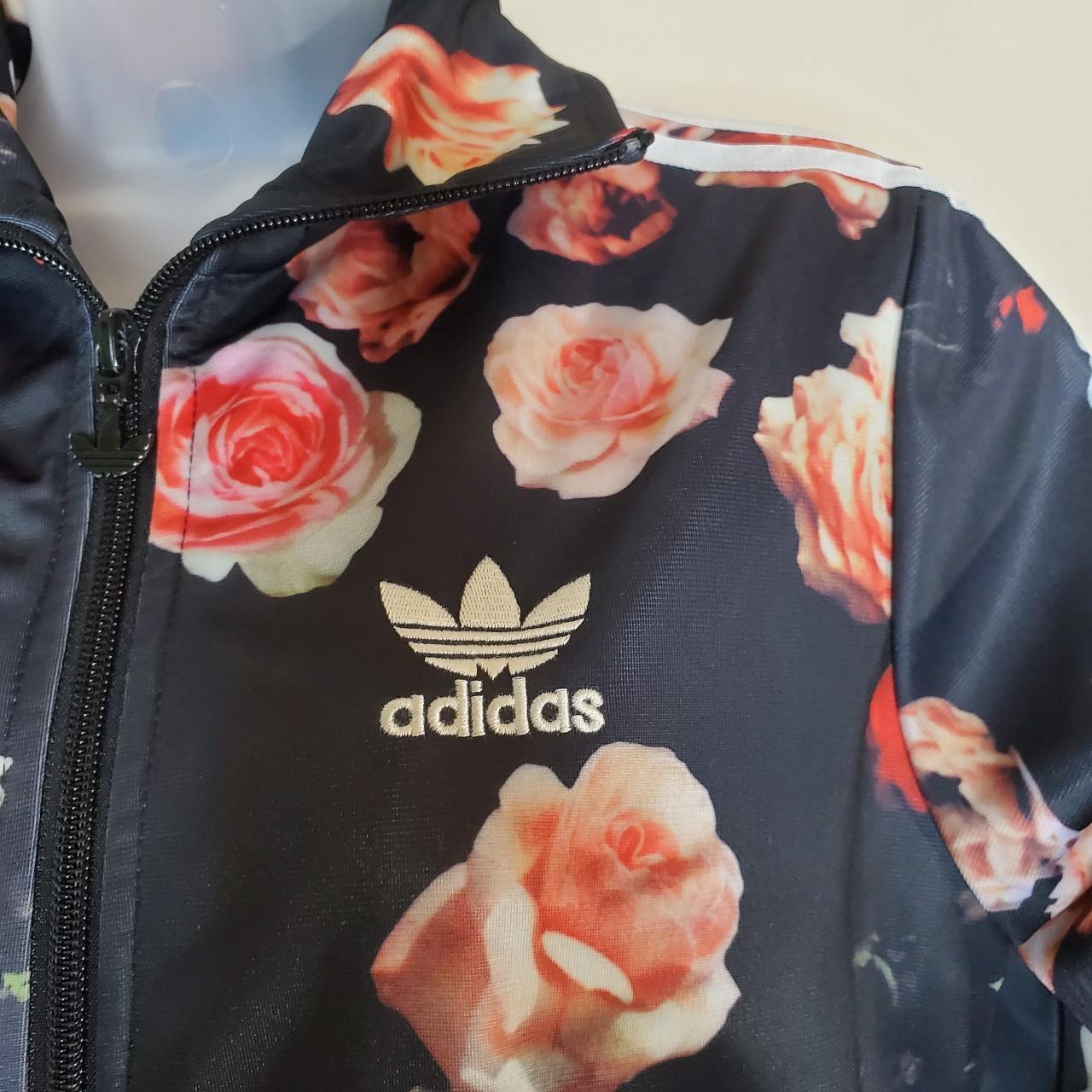 トップス adidas originals Lotus Truck Jacket OT Adidas Originals Lotus Print Track Jacket Black | Depop
