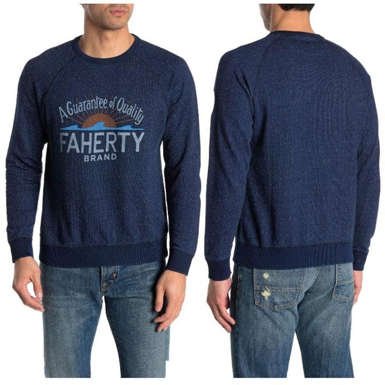 Faherty Men's Blue Sweatshirt Depop