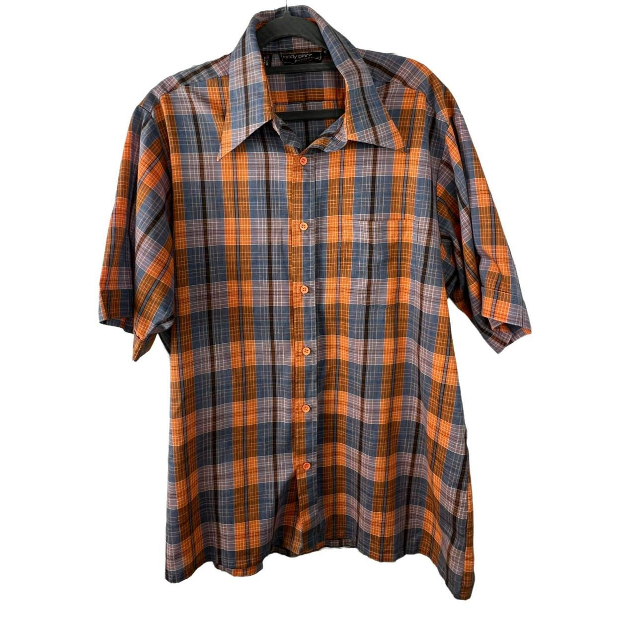 Men's Orange and Blue Shirt Depop