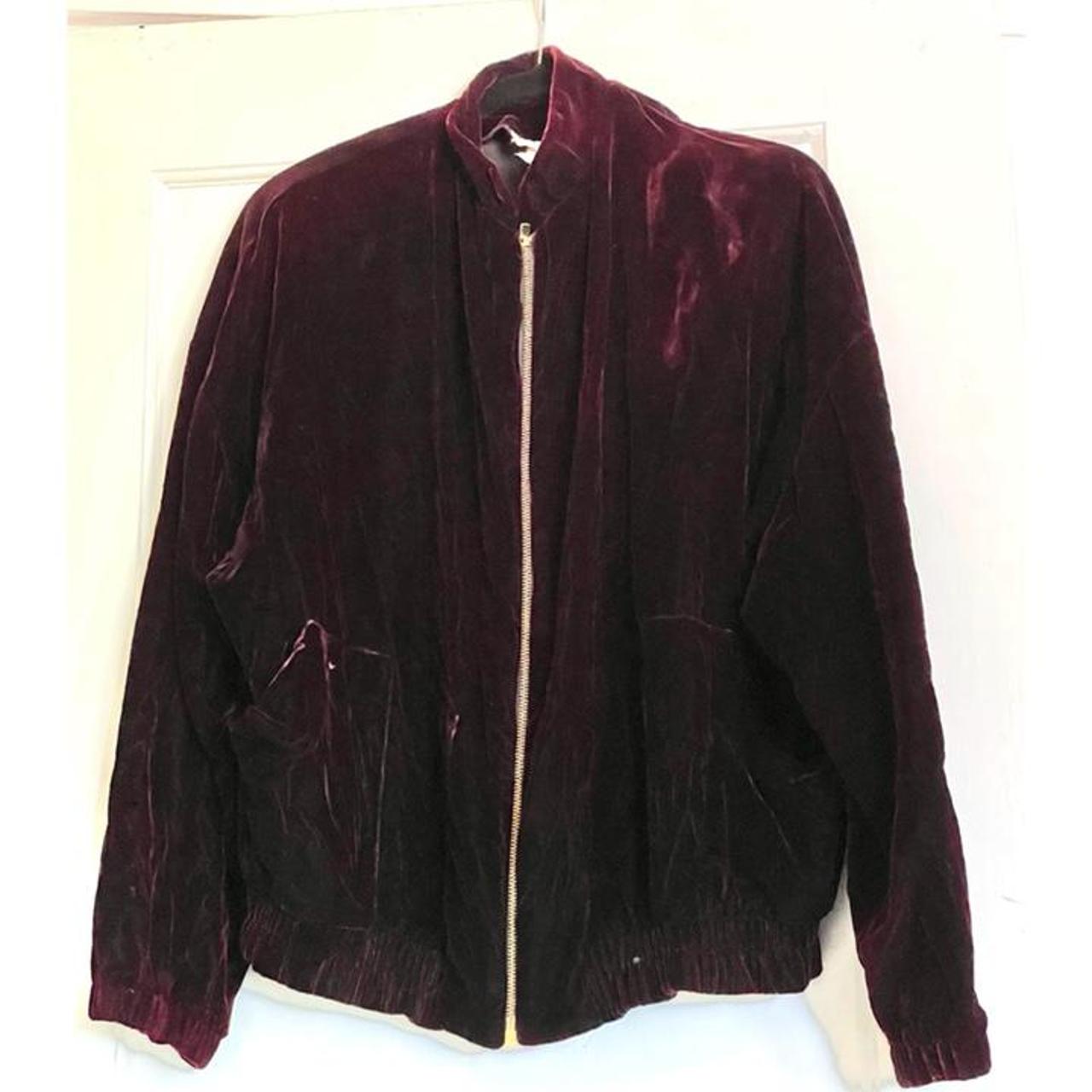 Vintage burgundy velvet jacket Size medium - Depop