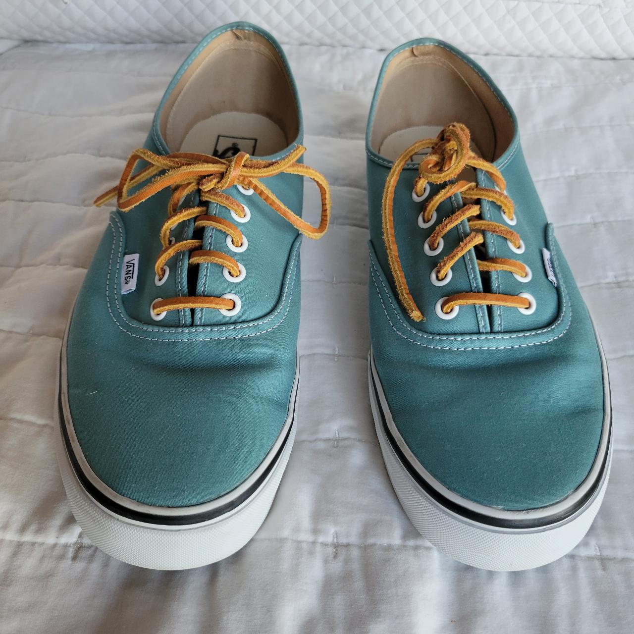 Vans Authentic Skate Shoes Light Blue in color close... - Depop