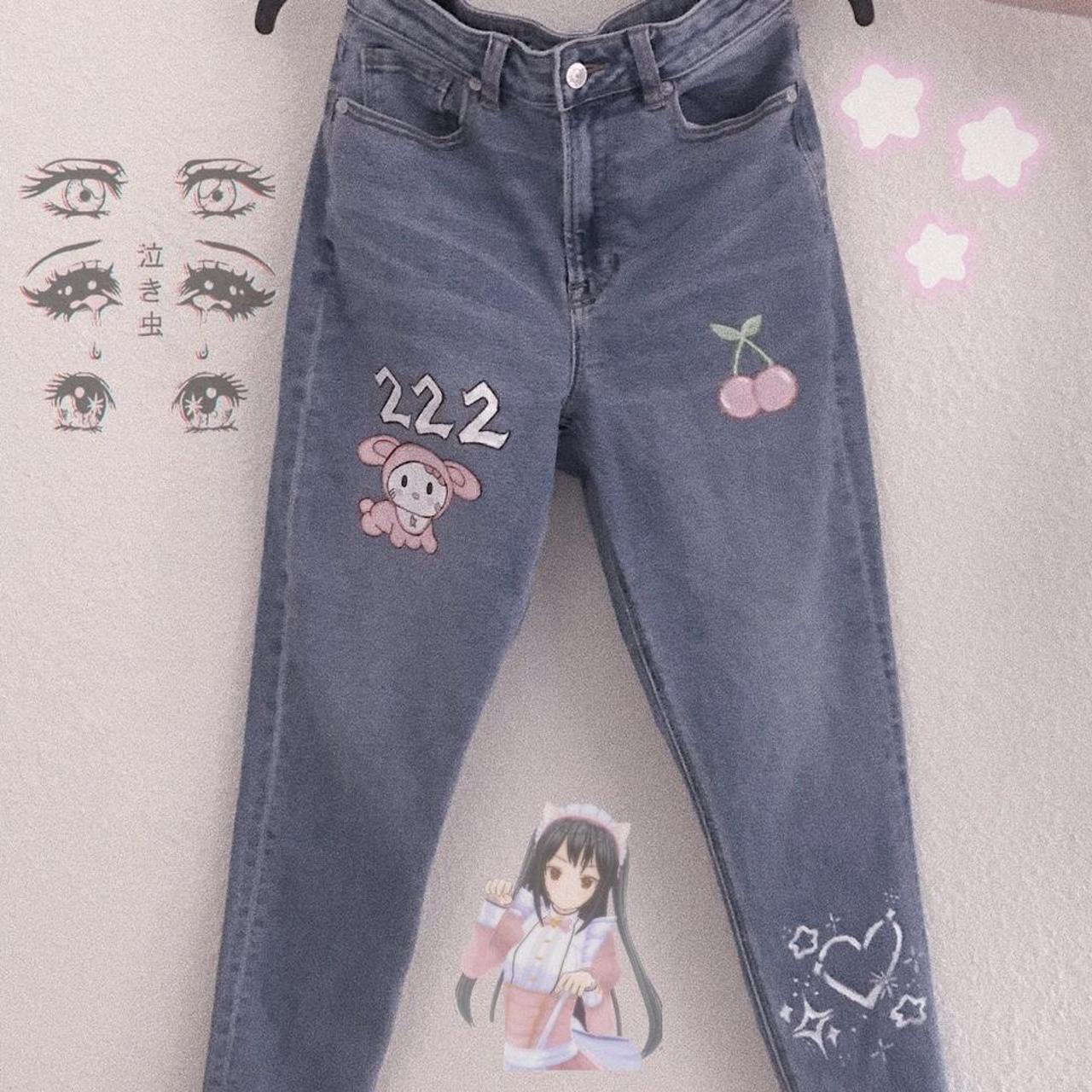 🤍hand painted denim jeans🤍, ~denim jeans hand