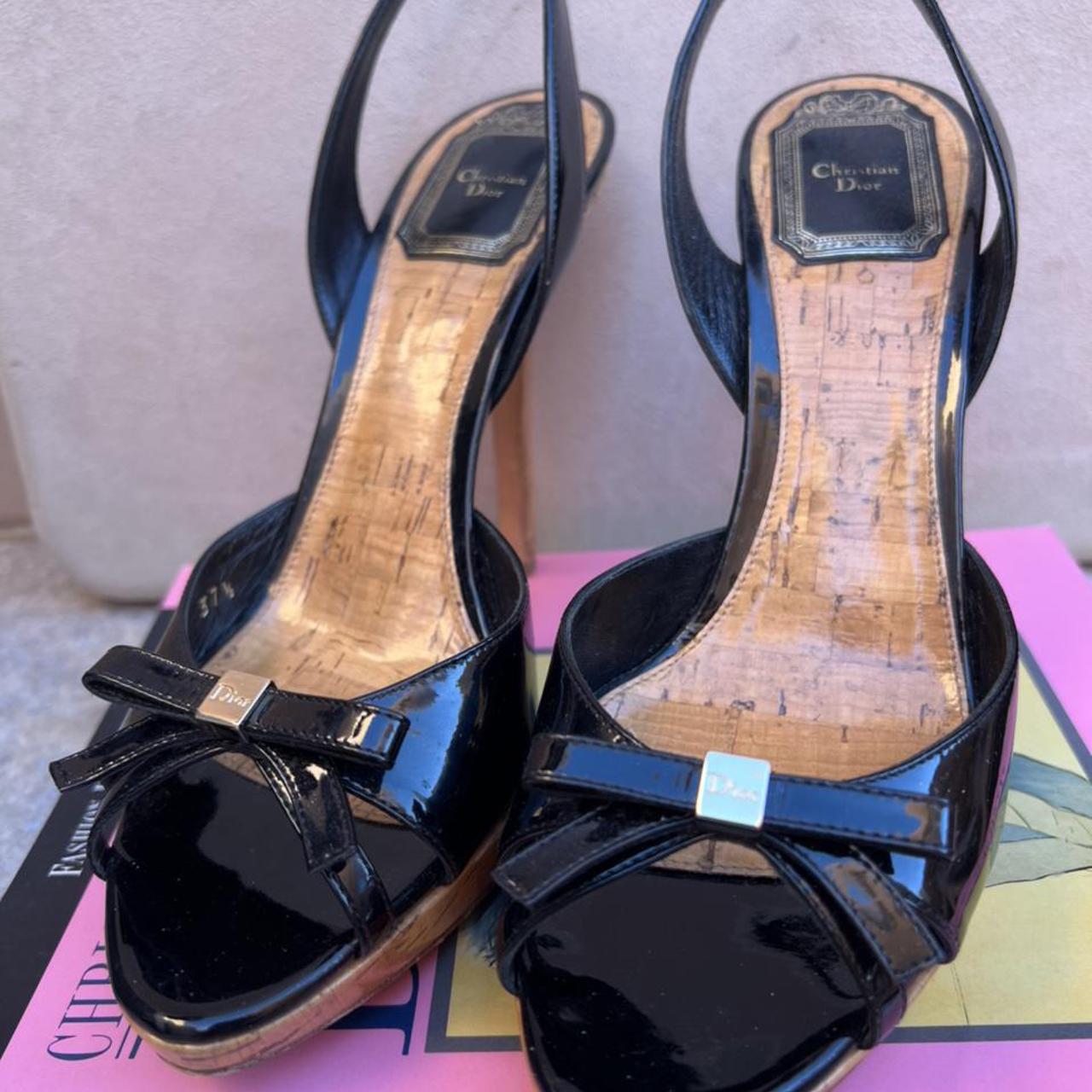 Vintage Dior Black Platform Slingback Stilettos Sky... - Depop