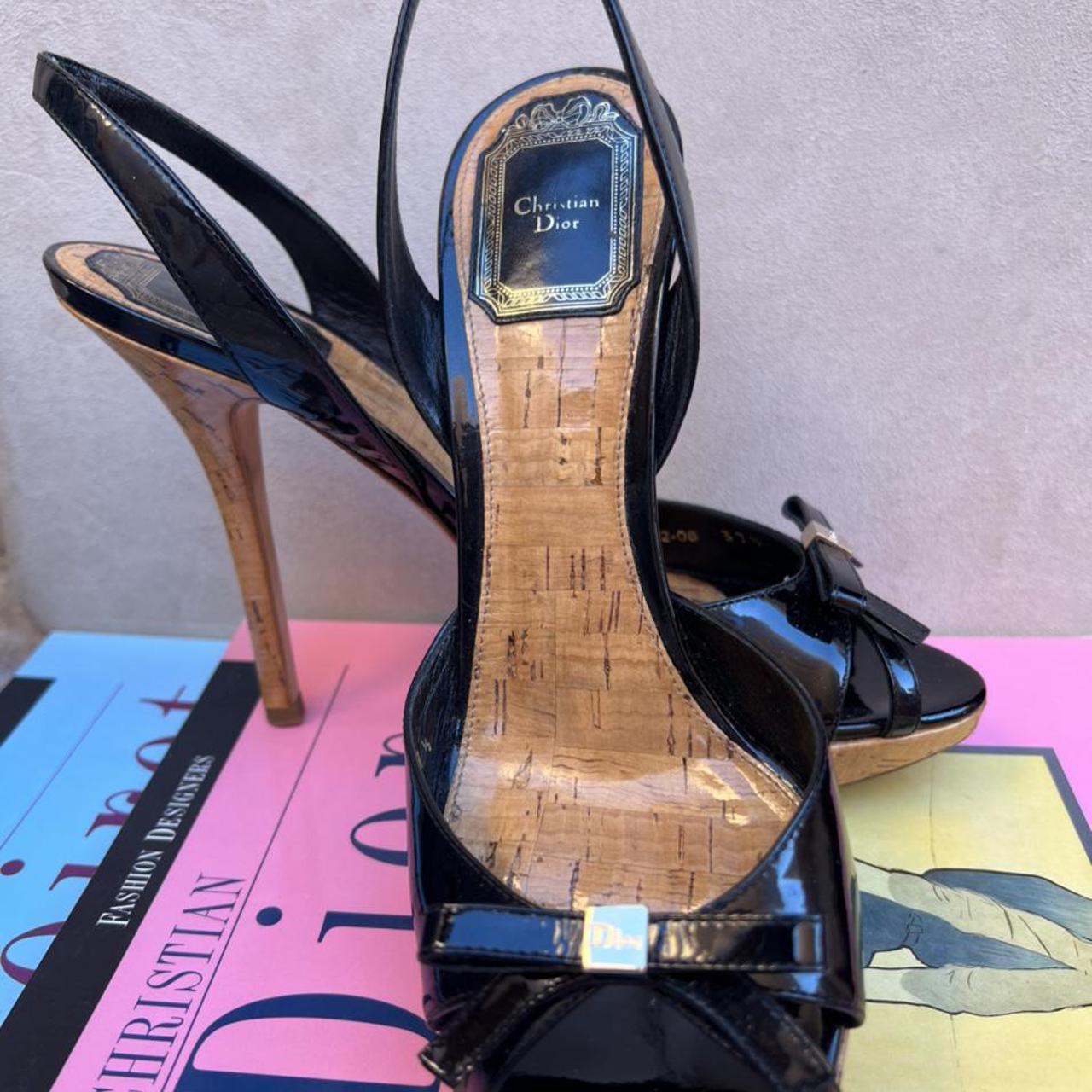 Vintage Dior Black Platform Slingback Stilettos Sky... - Depop