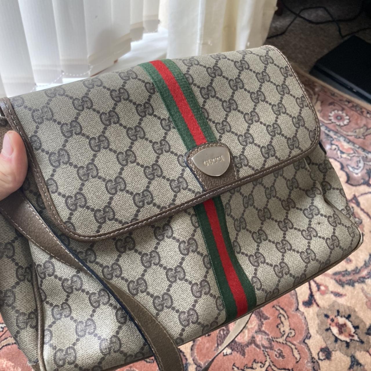 GENUINE Gucci hand bag Old school Italian leather... - Depop