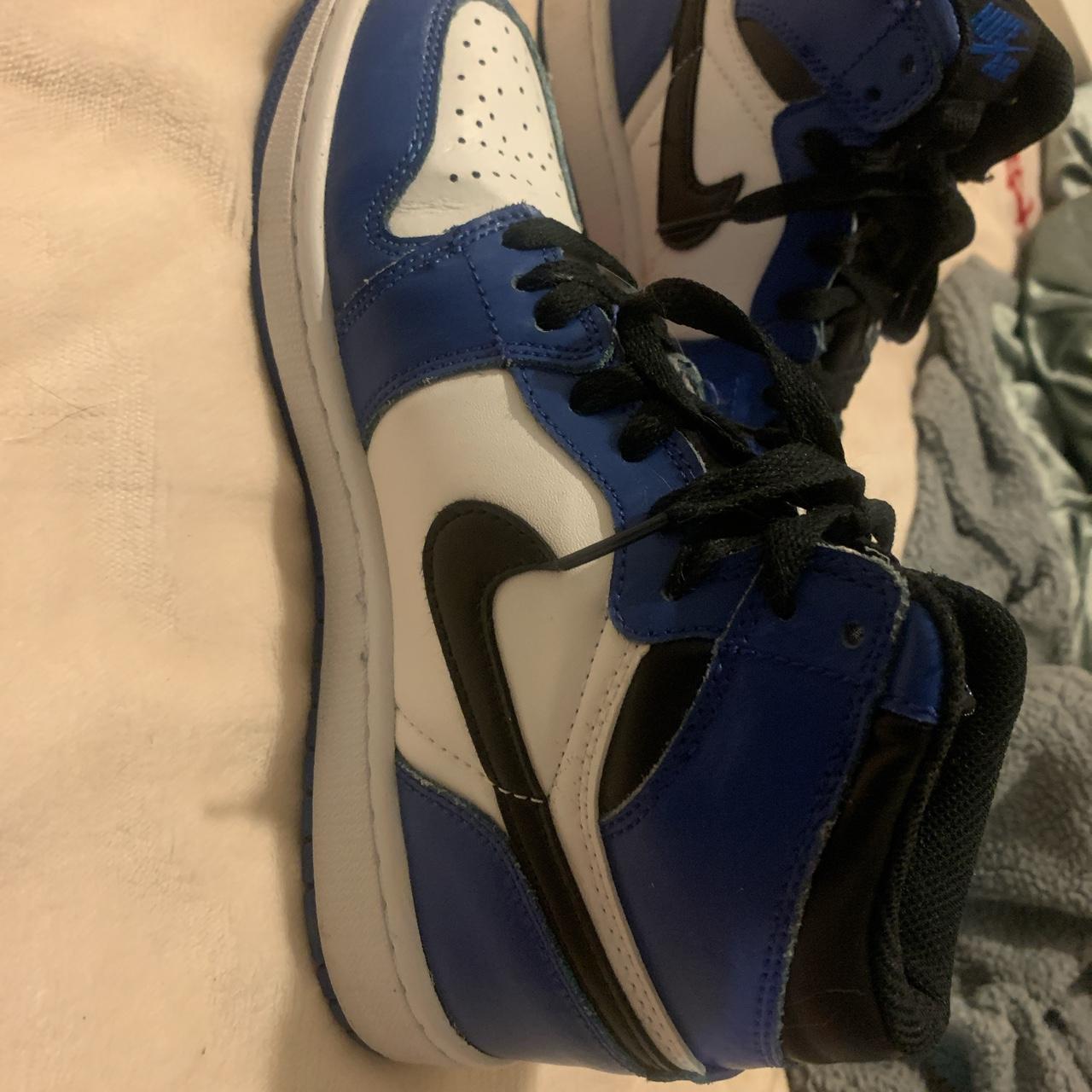 black white light blue jordans