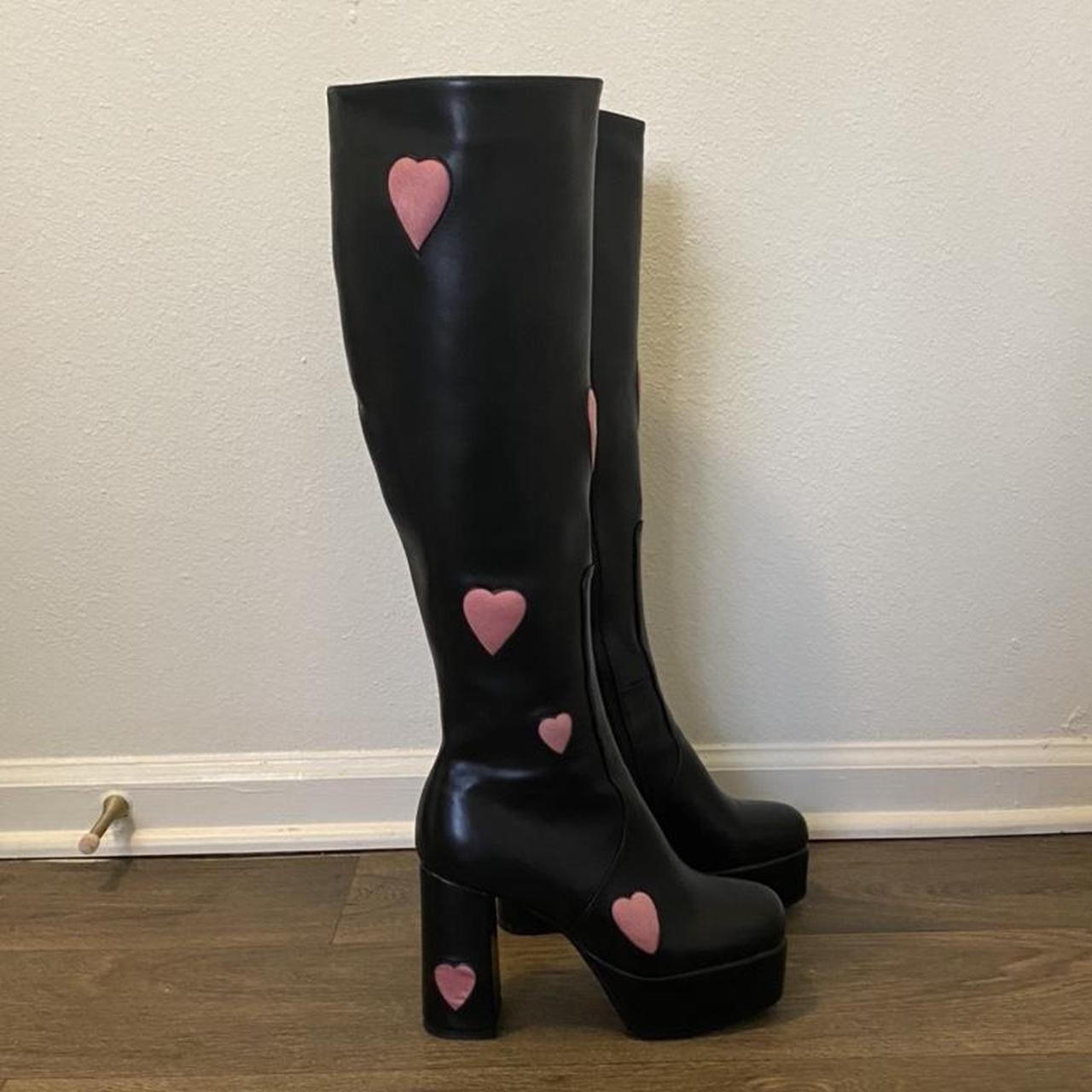 chunky heart platform boots- women's size Depop
