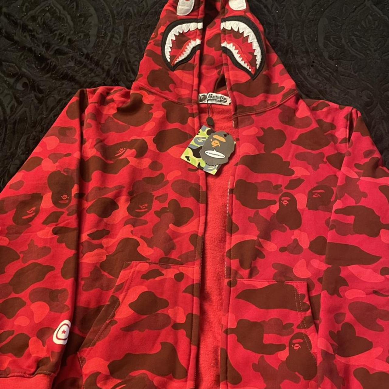 CITY CAMO SHARK HOODIE DOWN JACKET available at BAPE STORE
