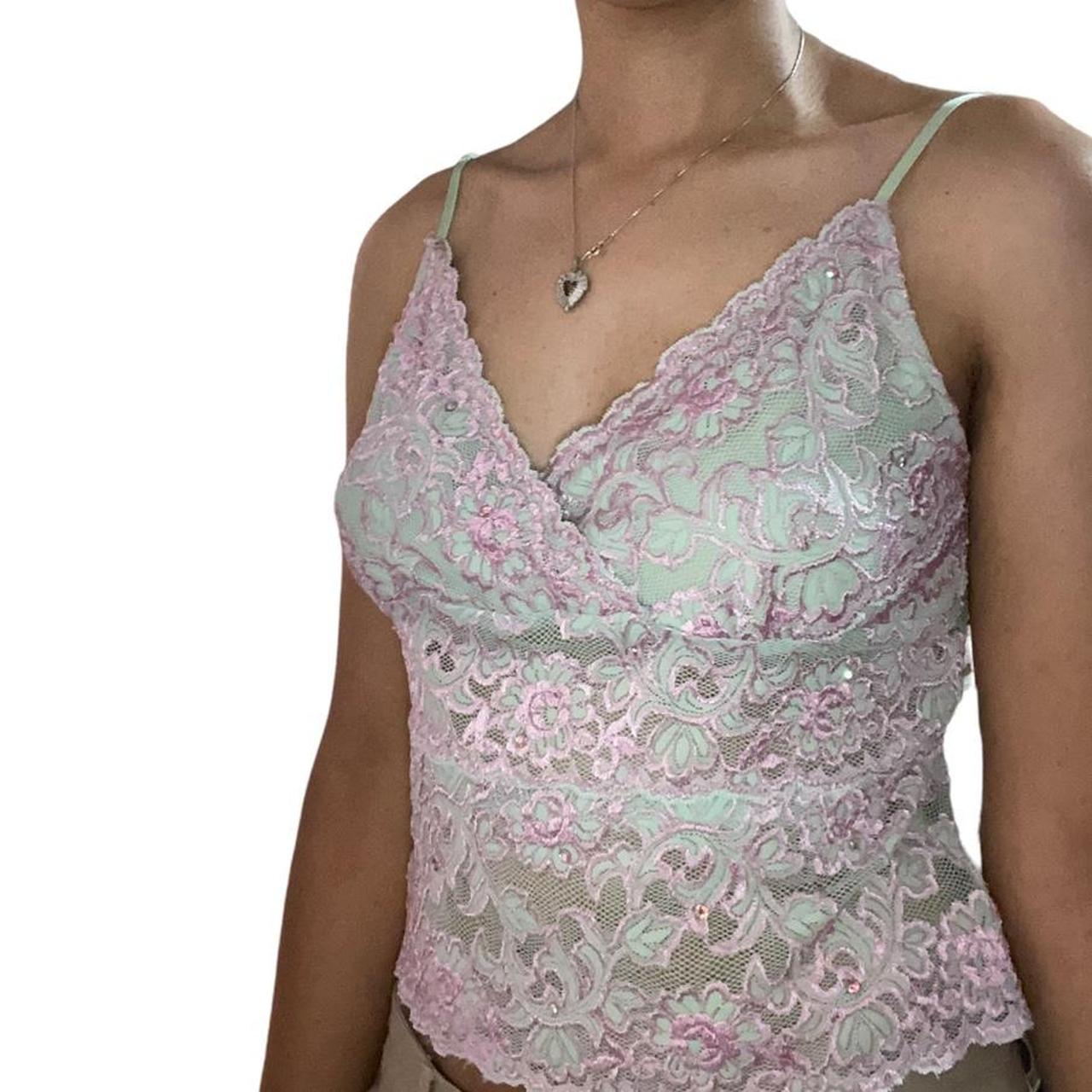 MODA International lace studded cami Size Large (... Depop