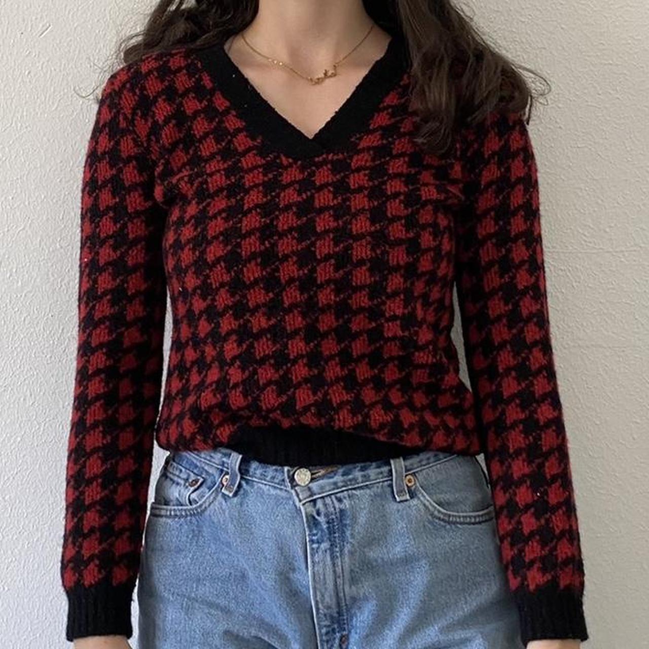 Vintage Red and Black Checkered Sweater so soft. Depop