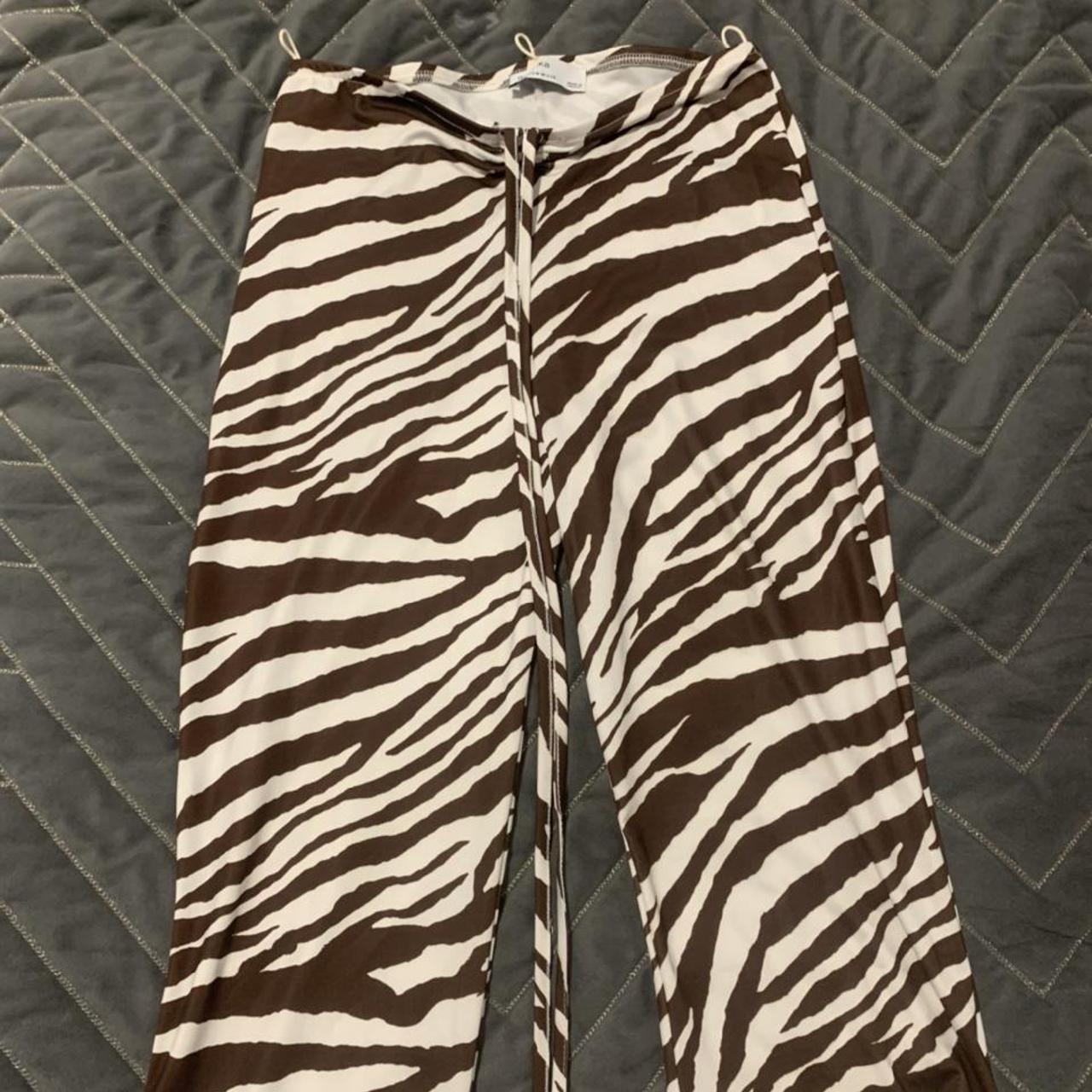 bershka zebra flare trousers brand new/ never worn - Depop