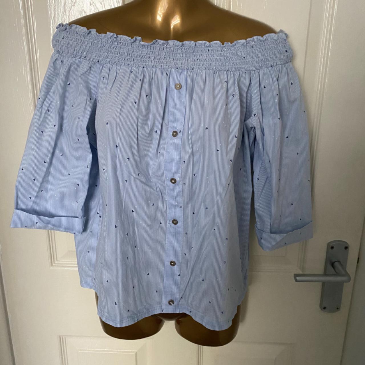 Pale Blue River Island off the shoulder blouse... Depop