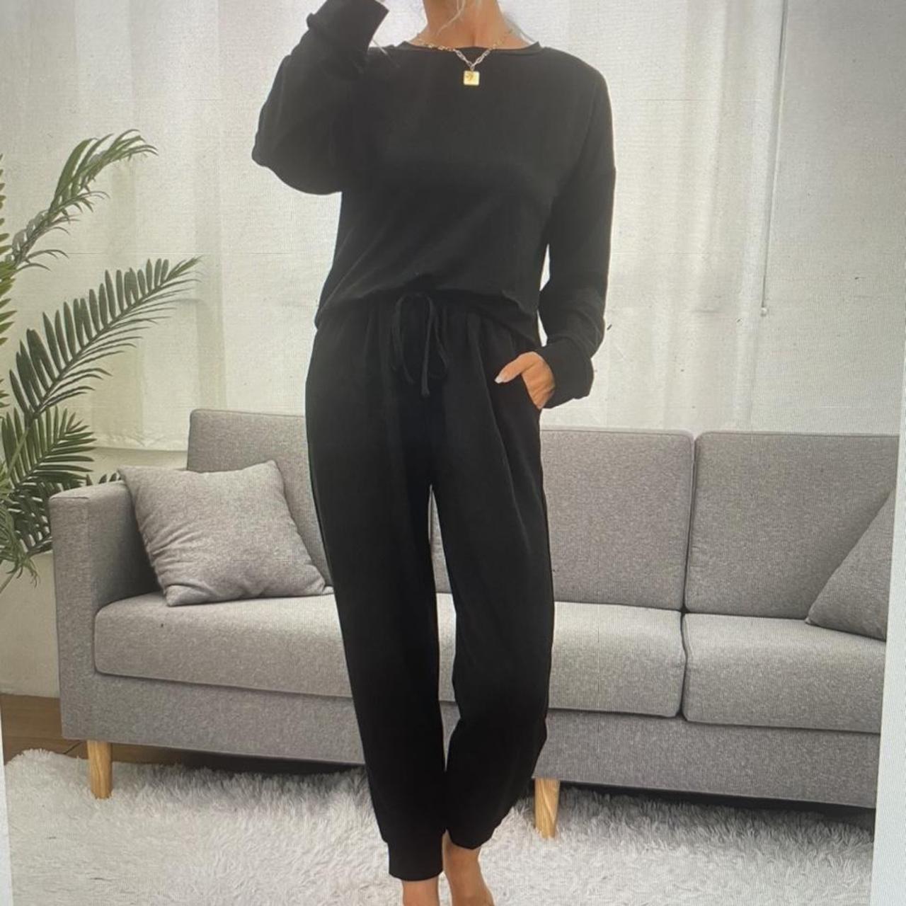 SHEIN Black Comfy Lounge Wear Set Selling Both... - Depop