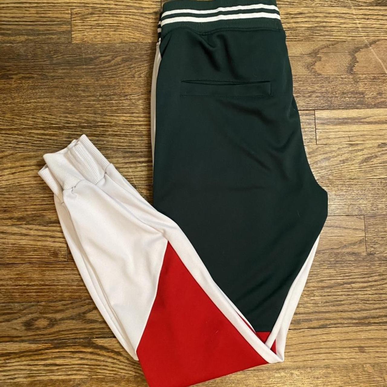 Fashion Nova Men Tracksuit 2026.Red/Green/White Fashion Nova Man Jogger Tapered Leg... - Depop