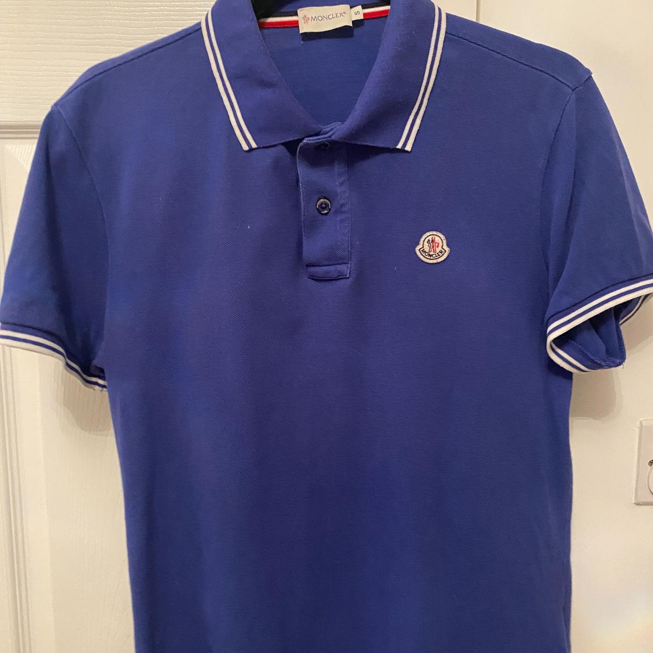 Mens Blue Moncler Polo Shirt. Size Small. Selling... - Depop