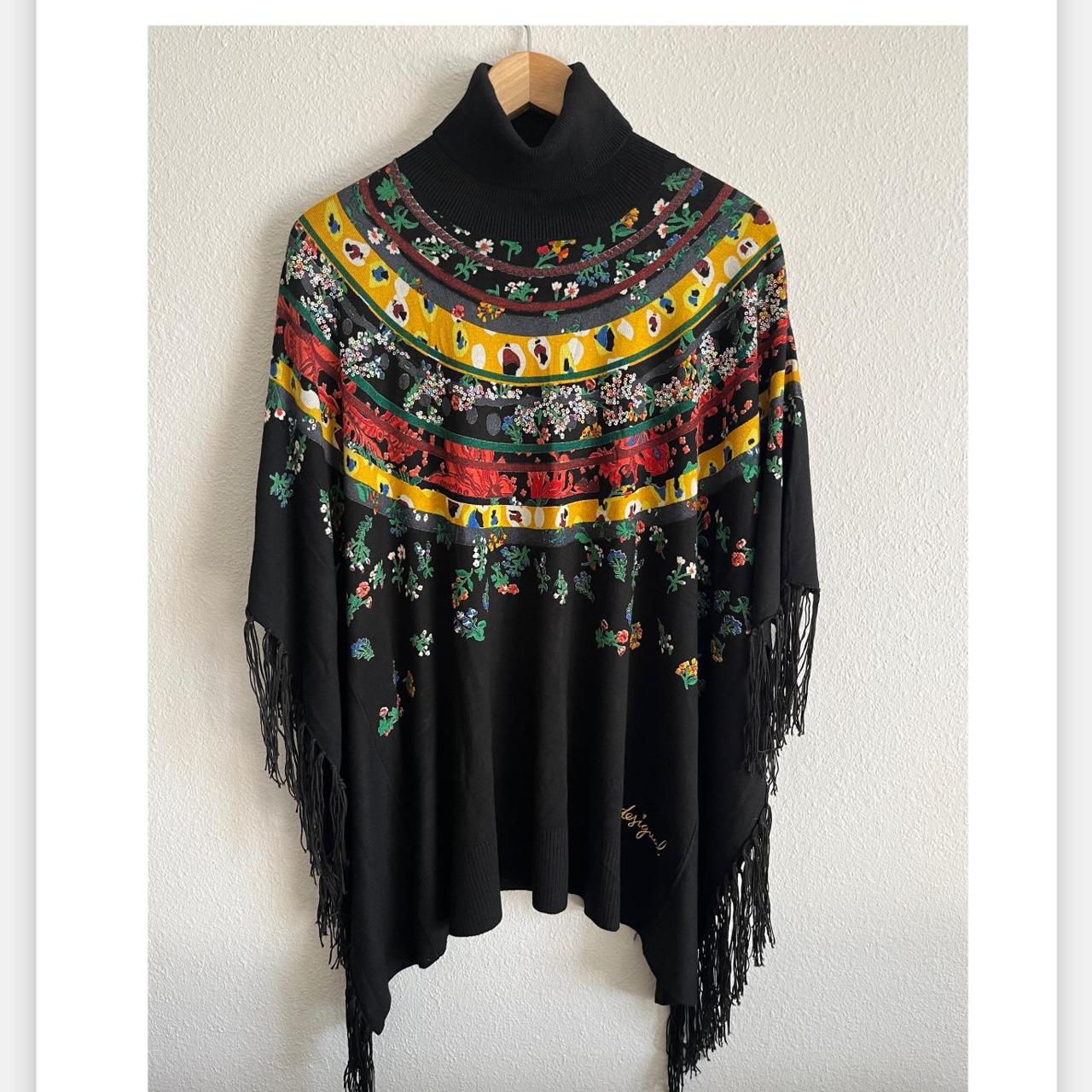 Desigual Damen Poncho - Wattierter Kragen Mit Mütze Und Handschuhen