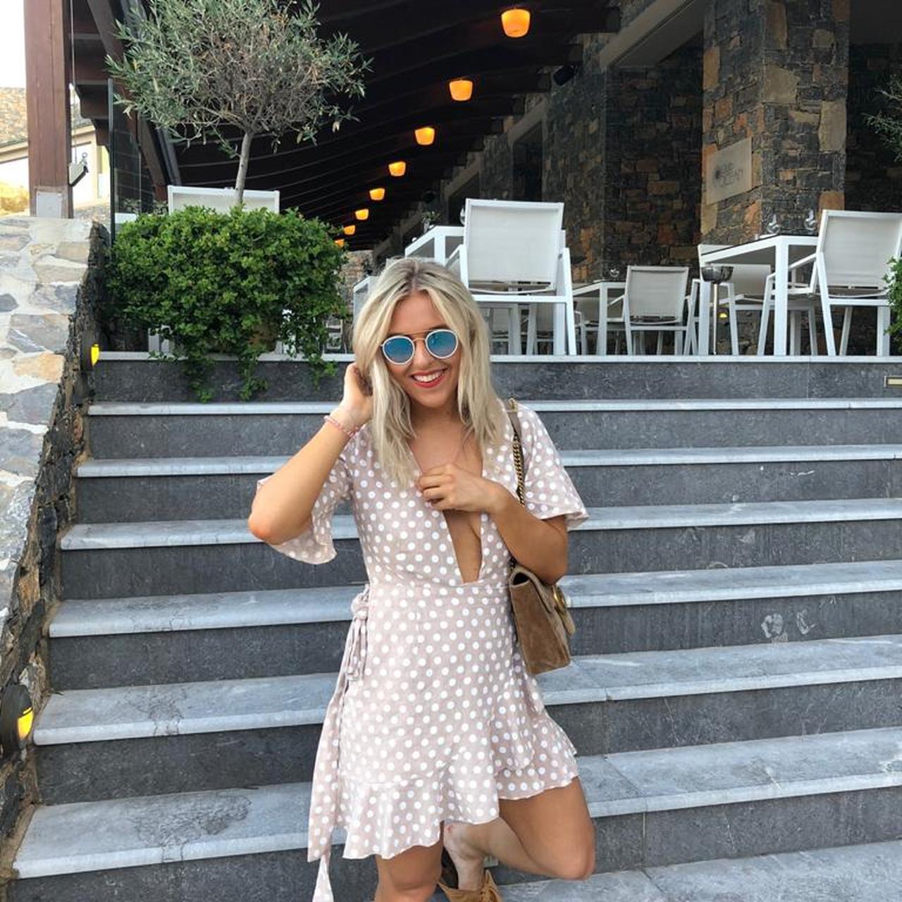 Plunge polka dot dress best sale