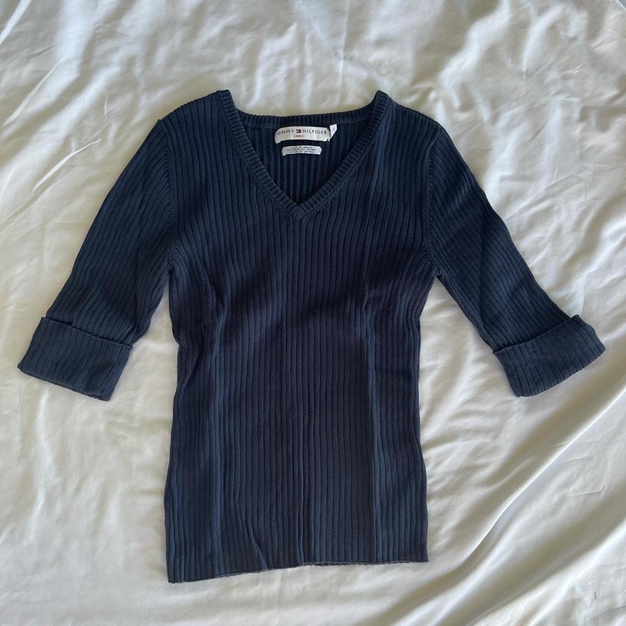 Tommy Hilfiger Women's Navy Blouse | Depop