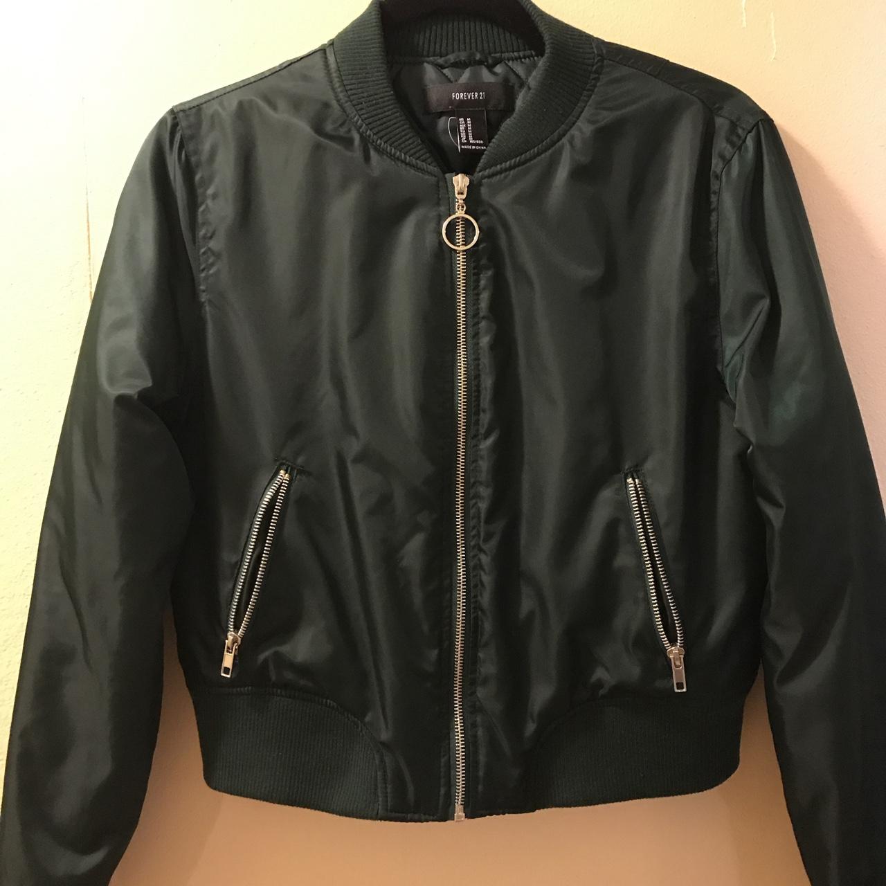 Forever 21 forest green bomber jacket. Size medium. - Depop