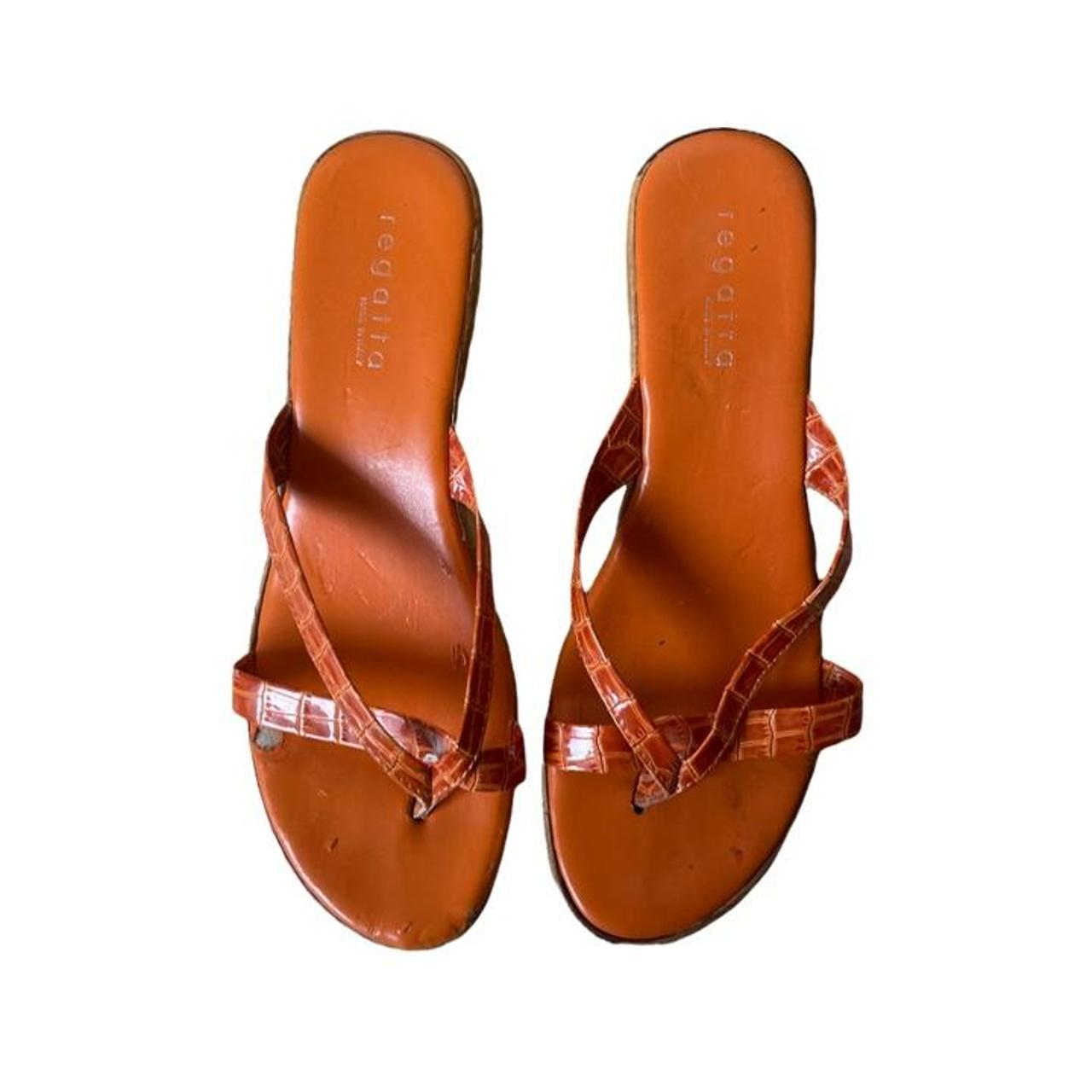 Y2K orange wedge-heel sandals 🤎 Free shipping on 2+... - Depop