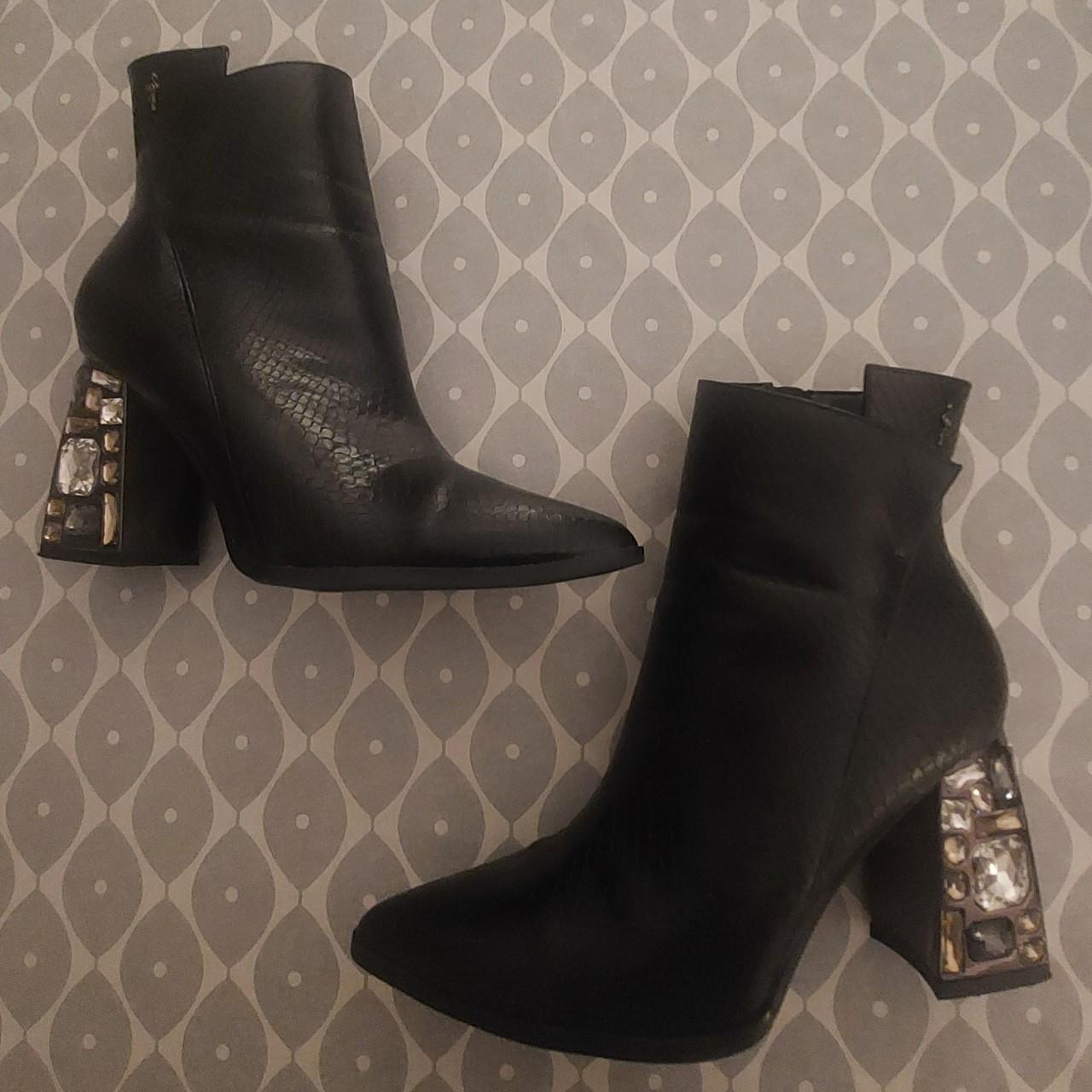 Menbur Black Ankle Boots with Jewelled Heels RRP:... - Depop