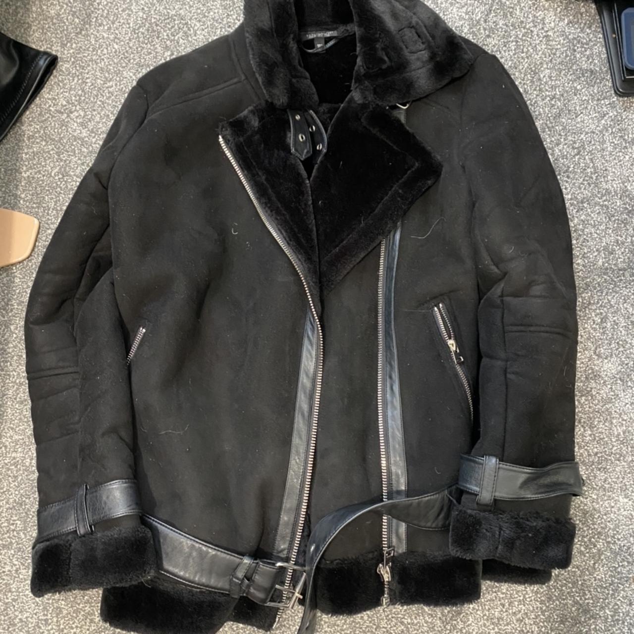 black aviator coat topshop