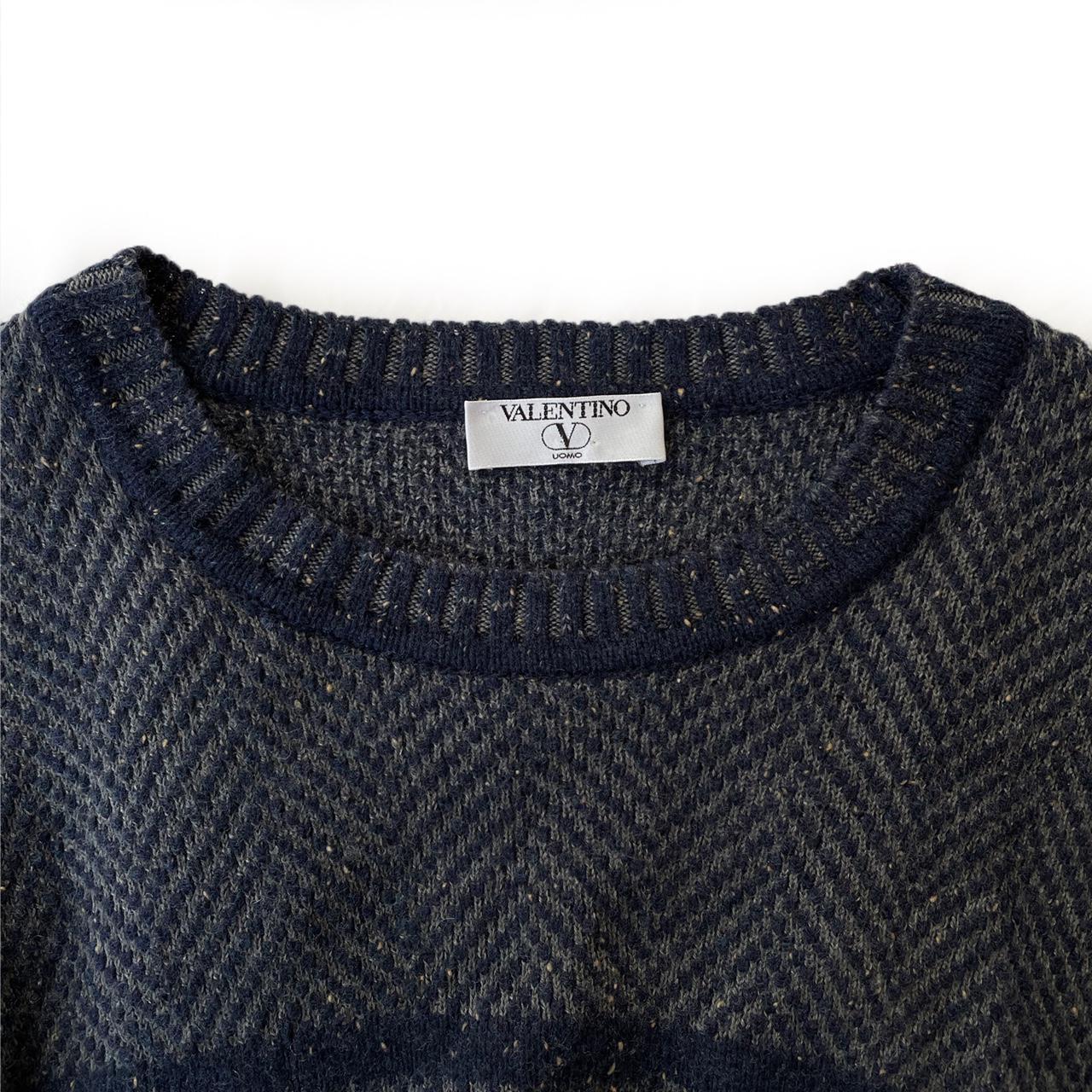 Valentino Men's Navy and Grey Jumper | Depop