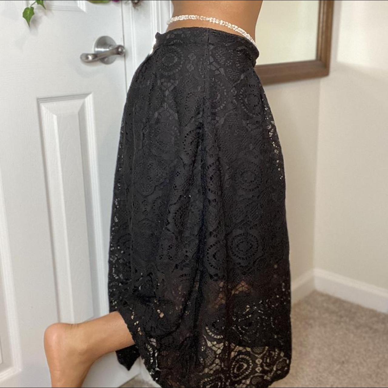 Black Lace Maxi Skirt !Model Measurements! Waist... - Depop