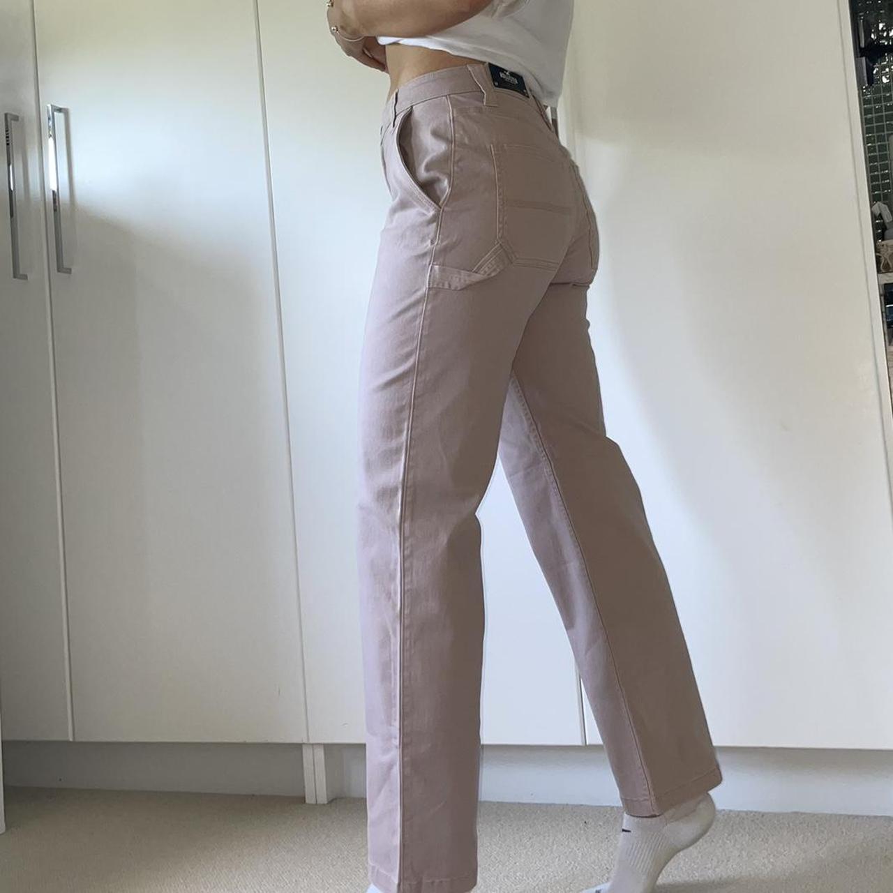 Hollister highrise utility dad pants in pink.... Depop