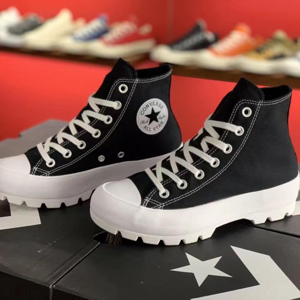 Black converse thick sole best sale