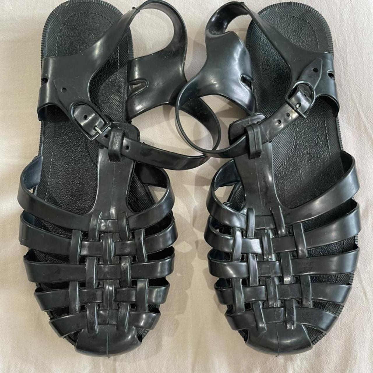 Black Jelly Sandals Euro Size 41 Worn once - Depop