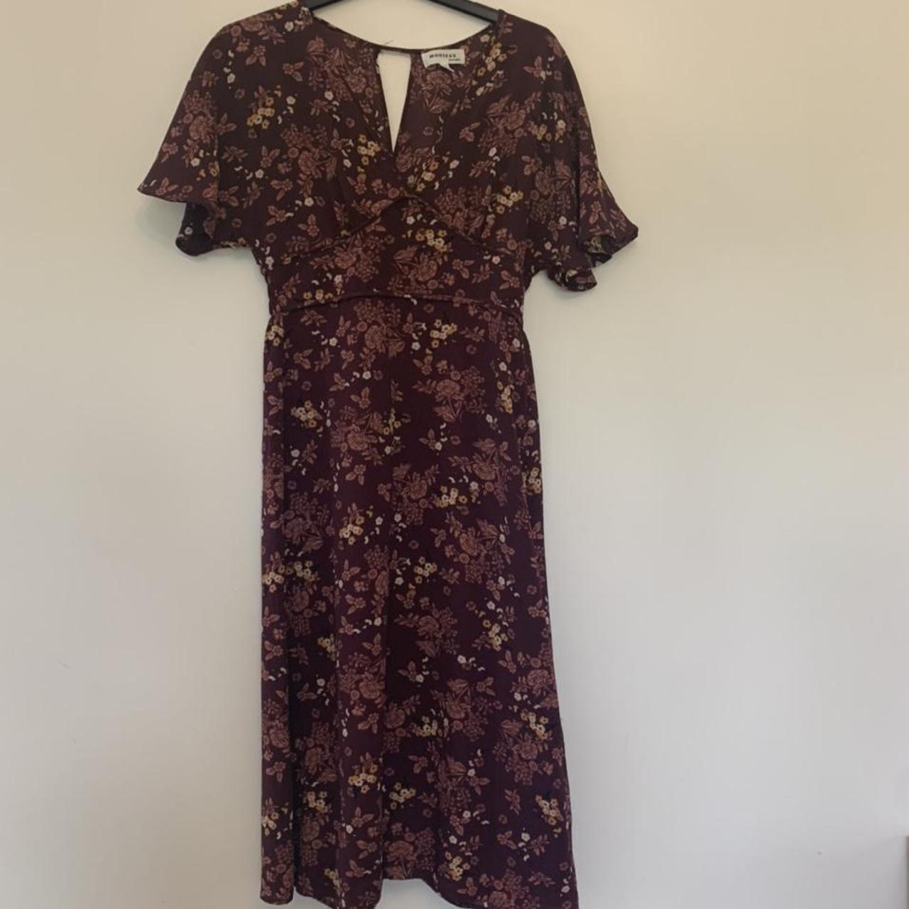 Monteau Womens Burgundy And Brown Dress Depop