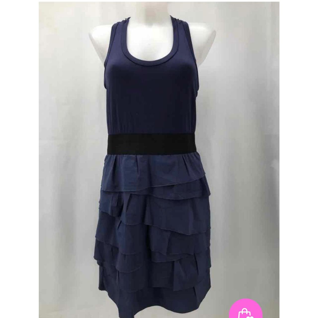 NWT BCBGMAXAZRIA Navy Blue Ruffle Tiered Dress Size Depop