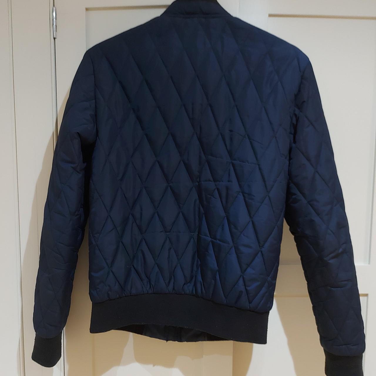NAVY H&M QUILTED JACKET Navy, barberstyle quilted... Depop